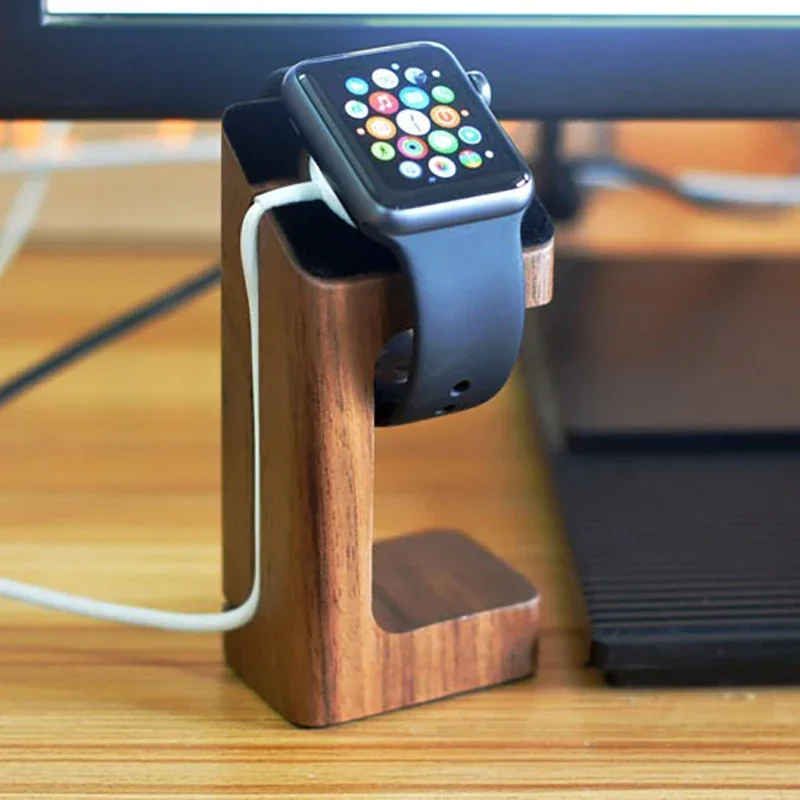 Smart Watch Accessories - Wooden Apple Watch Charger Stand Smartwatch