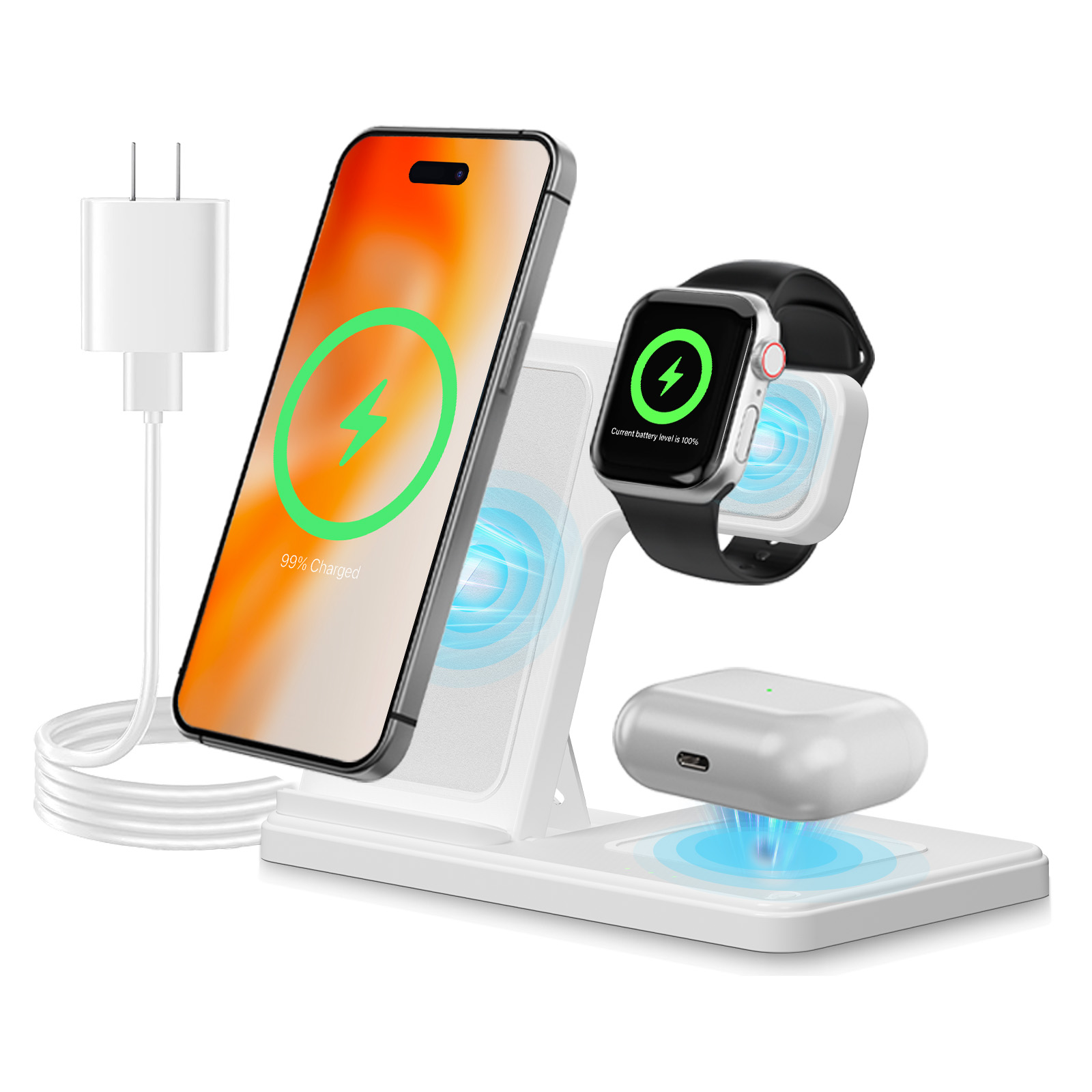 Wireless Charger Watch - 15W Magnetic Wireless Charger Stand Foldable
