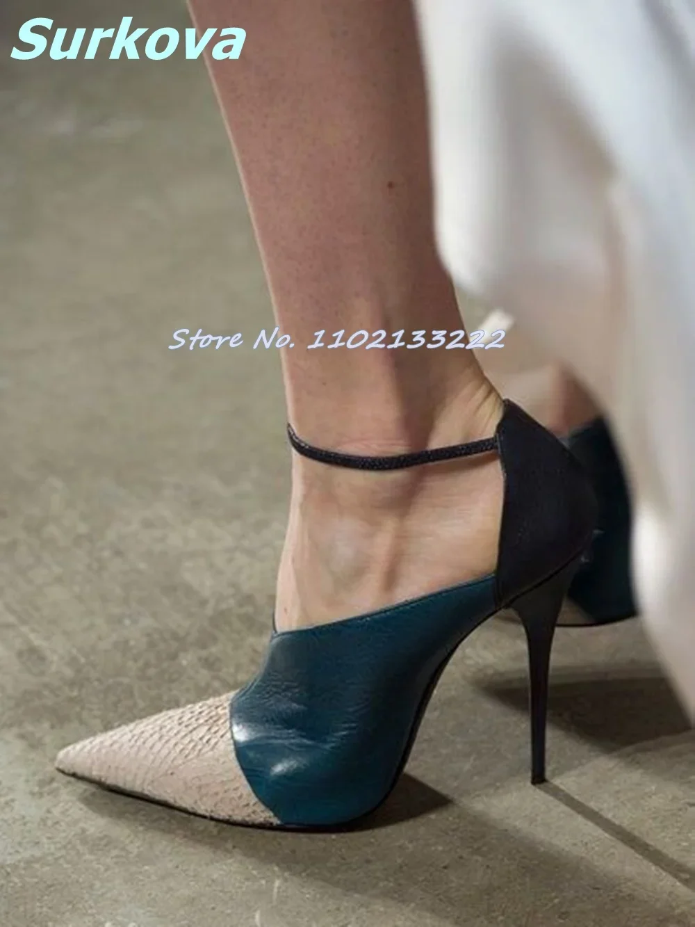 Leather Classic Strap - Sexy Patchwork Leather Pumps Classic Pointed
