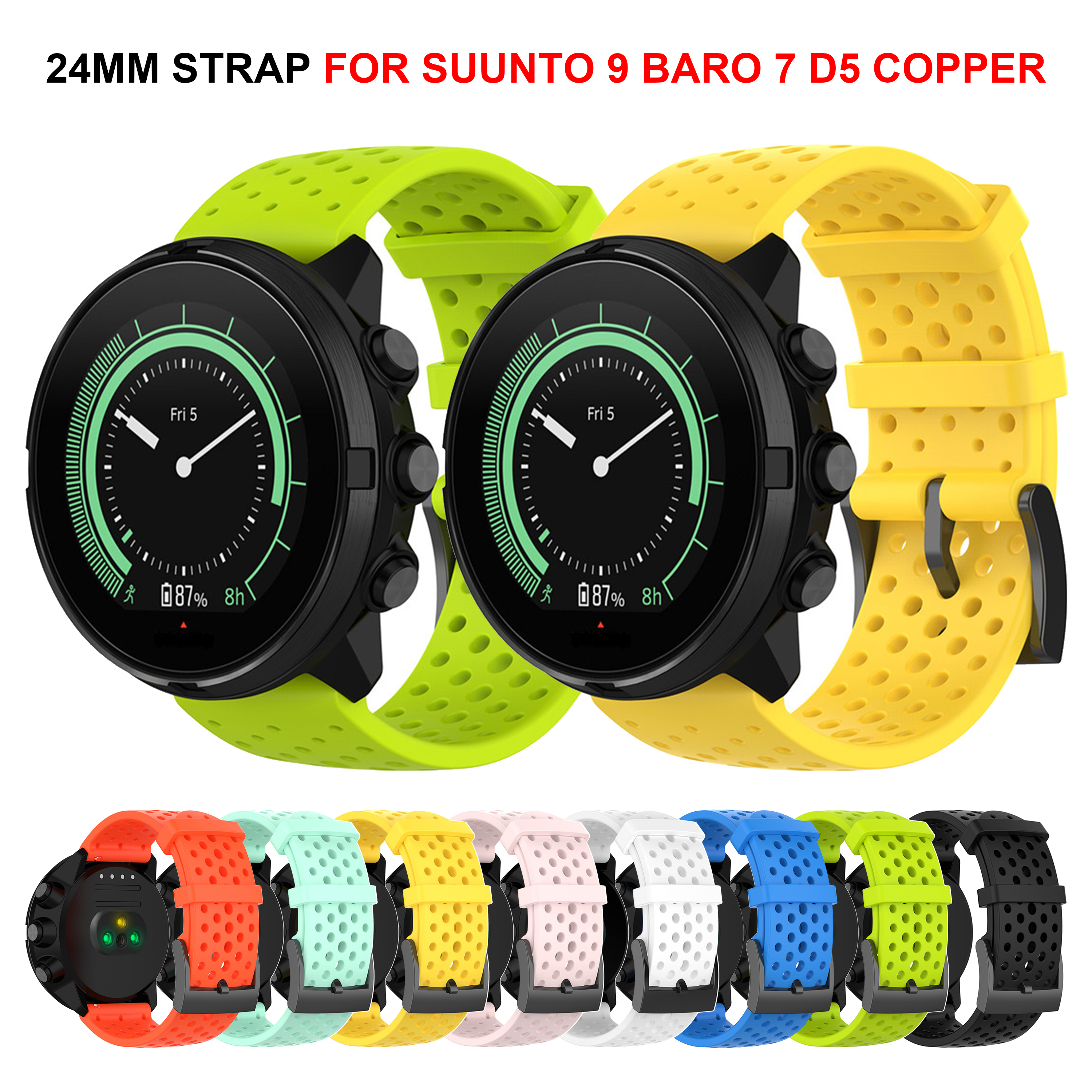 24mm Silicone Strap for SUUNTO – обзор и цена Fossil Smartwatch Accessories