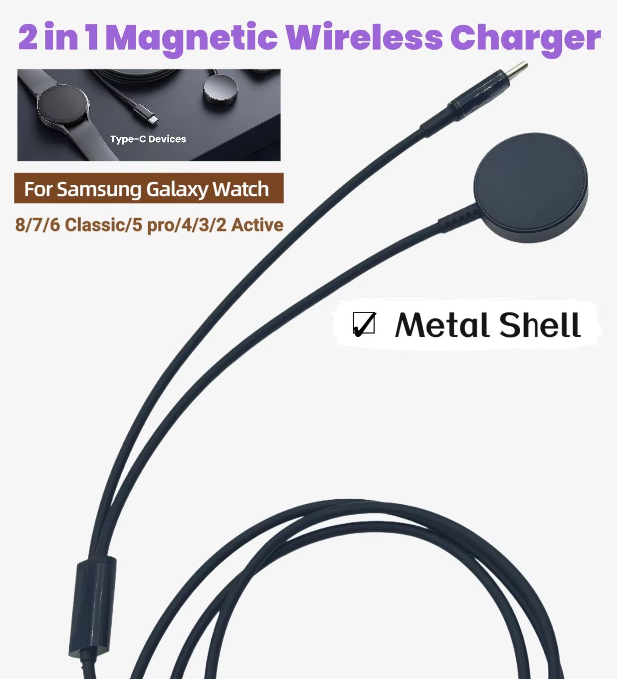 Type-C 2-in-1 Magnetic Wireles – обзор и цена Watch Charger Cable