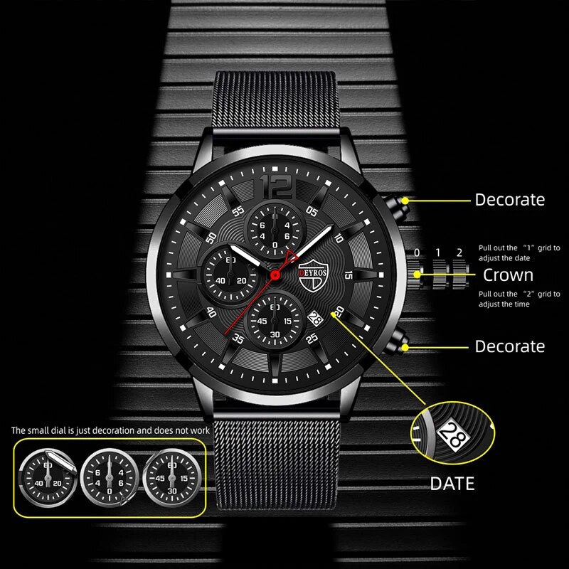 DEYROS Mens Fashion Minimalist – обзор и цена Stainless Mesh Band