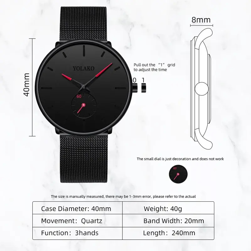 YOLAKO Mens Fashion Minimalist – обзор и цена Stainless Mesh Band