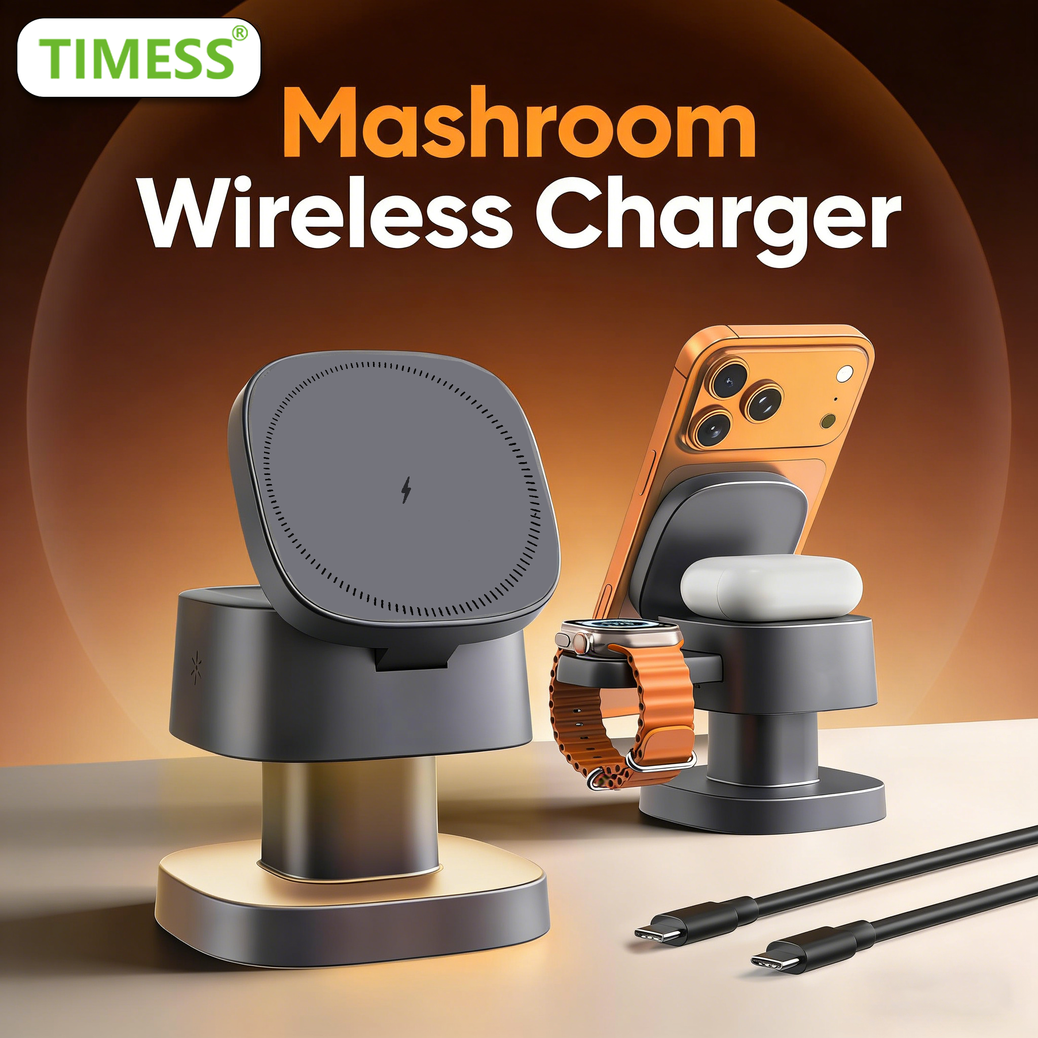 TIMESS Night Light Mashroom Wi – обзор и цена Wireless Charger Watch