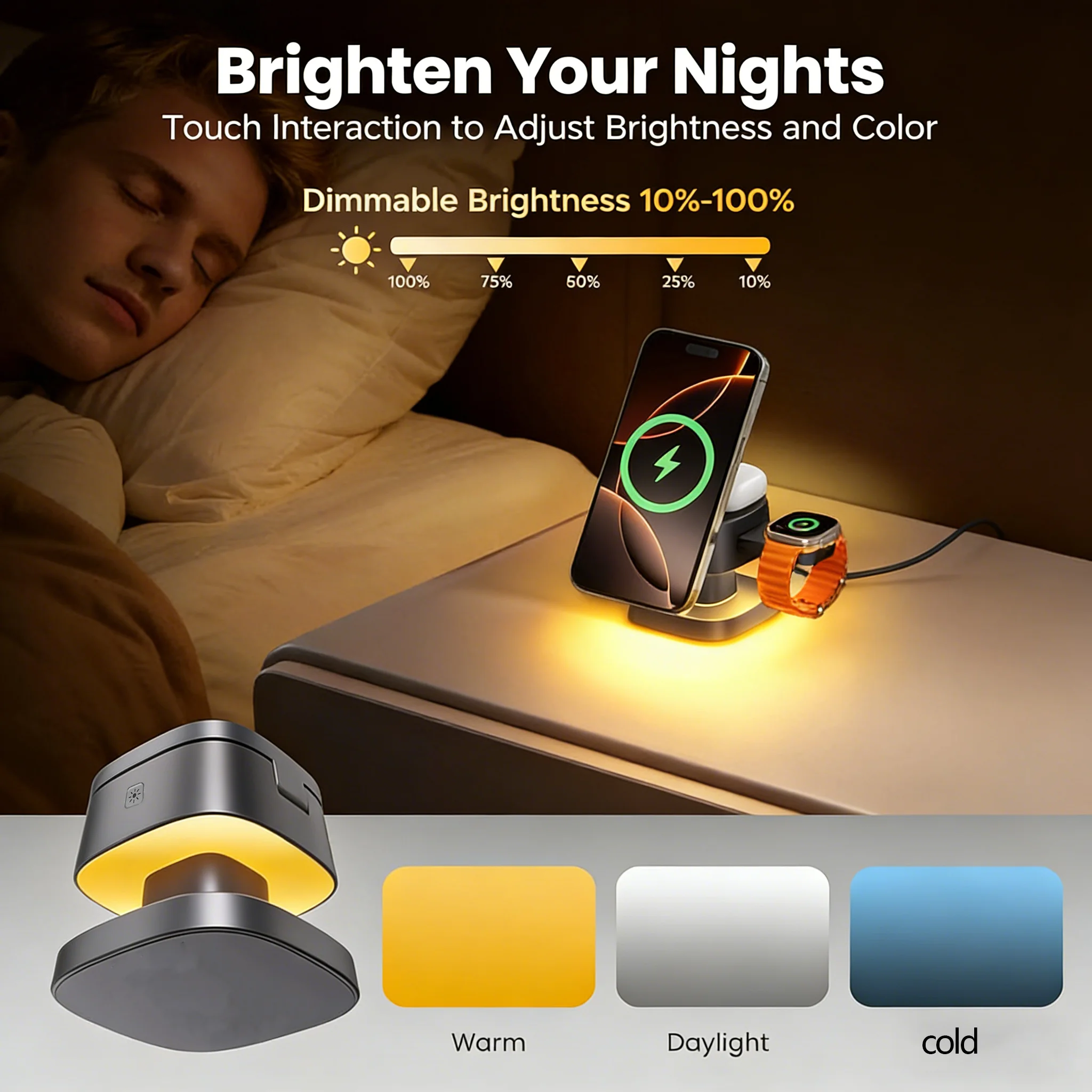 TIMESS Night Light Mashroom Wi – обзор и цена Wireless Charger Watch