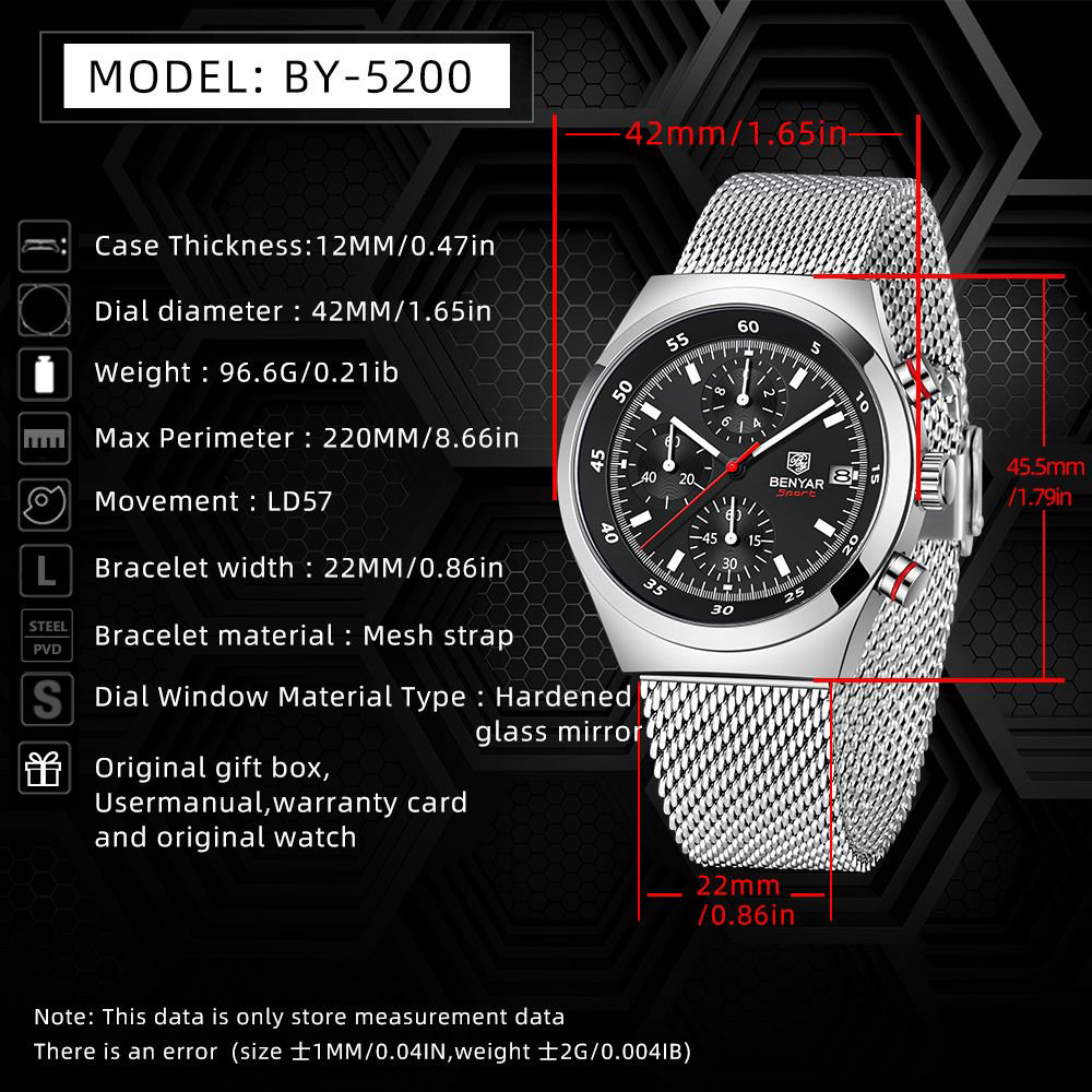 BENYAR Top Luxury Brand Men's  – обзор и цена Accessories With Watch